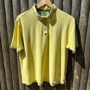 Robert Graham Men's Yellow Button Front Twin Tipped Polo‎ Shirt (2XL)